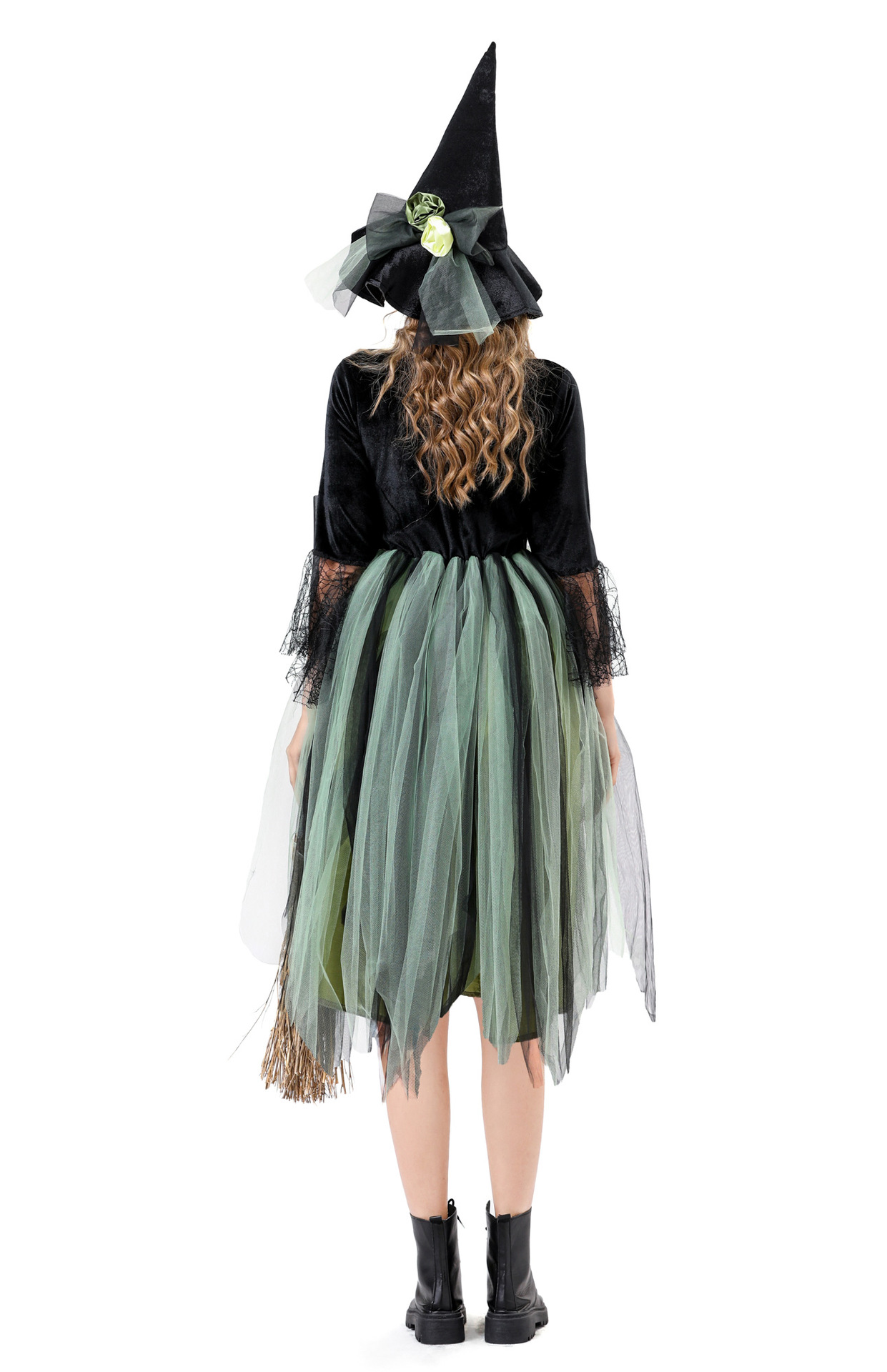 Women Green Witch Costume - Halloween Party Cosplay Outfit Adult Tulle Dress